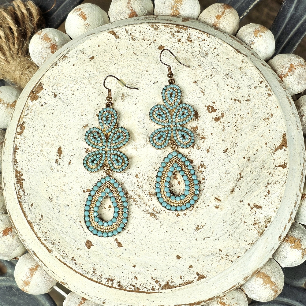 Stella and Dot "Capri" Turquoise Chandelier Earrings MSRP $75